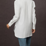 Loose Puff Sleeves Ruffled Solid Color Split-Joint Stand Collar Blouses&Shirts Tops