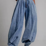 Fashion High Waist Vintage Zipper Cuffed Loose Jeans