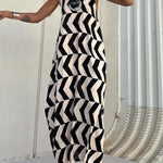 MARIN NEGRO-BEIGE RAYAS, VESTIDO LARGO