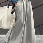 Loose Urban Gray Wide Leg Elastic Waist Pants