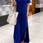 COZY SLIT V NECK IRREGULAR DRESS