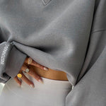 Loose ribbed collar versatile sweatshirt