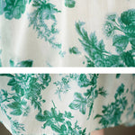 Loose Short Sleeves Floral Printed Pleated Split-Joint Round-Neck Midi Dresses