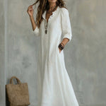 A-line Long Sleeves Jacquard Ruffled Solid Color Split-Joint Stand Collar Maxi Dresses