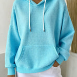 Women's Casual Waffle Jacquard Multicolor Hoodie