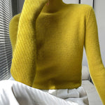 Casual Skinny Long Sleeves Solid Color Half Turtleneck Sweater Tops