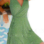 Margovil Wrap V Neck Printed Sleeveless Flowy Dress