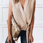 Margovil Wrap V Neck Solid Top