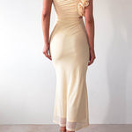 Frill One Shoulder Sleeveless Cut Out Waist Mesh Maxi Dress