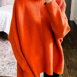 Margovil Solid Turtleneck Ribbed Knit Tunic Sweater
