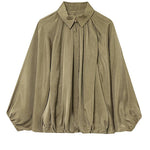 Margovil Lapel Batwing Sleeves Zip Up Bomber Jacket