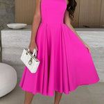 Margovil Strapless Open Back Waisted Swing Midi Dress