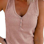 Margovil Carrie V Neck Buttons Sleeveless Top