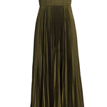 Strapless Twist Front Pleated Swing Maxi Dress