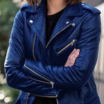 Margovil Vintage Lapel Zip Up Faux Leather Moto Jacket