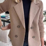 Knitted sleeve double-breasted suit jacket