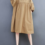 Loose Short Sleeves Solid Color Round-Neck Midi Dresses