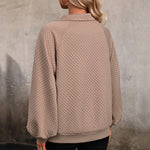 Lapel textured pullover sweatshirt