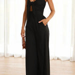 Vrinda Pocketed Adjustable Tie Smocked Back Jumpsuit