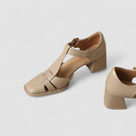 Sara | T-Strap Block Heels for Orthopedic Support