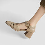 Sara | T-Strap Block Heels for Orthopedic Support