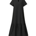 A-Line Loose Solid Color Split-Joint V-Neck Maxi Dresses