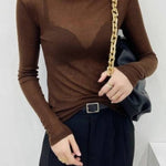 Tencel wool sheer turtleneck base layer
