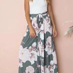 High waist loose printed casual wide-leg trousers