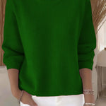 Women's Retro Solid Color Comfortable Print Turtleneck Knit Top