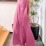 A-Line Loose Pockets Solid Color Split-Joint Square-Neck Maxi Dresses