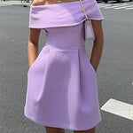 Margovil Off Shoulder Waisted A-line Mini Dress