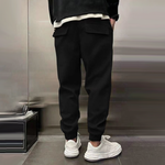 Men's Solid Plush Loose Elastic Waist Casual Sports Pants