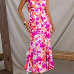 Margovil One Shoulder High Waist Mermaid Floral Cami Dress