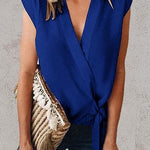 Margovil V Neck Knot Front Wrapped Top