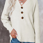 🧹Women'S Solid Color Casual V-Neck Pullover Sweater