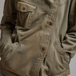 Retro Stand Collar Slanted Placket Pocket Jacket