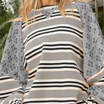 Casual Striped Print Flowers Contrast O Neck Hoodies