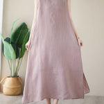 A-Line Loose Solid Color Round-Neck Midi Dresses
