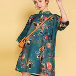 Artistic Retro Printed Short Cheongsams