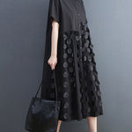 Original Casual Loose Polka-Dot Split-Joint Midi Shirt Dress