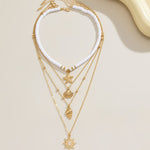 South Pacific Shell Starfish Multi-Layer Necklace Gold
