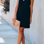Halter Lace Trim Solid Mini Dress