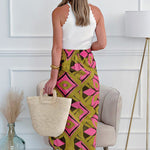 Bahamas geometric pattern slit skirt
