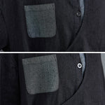 Original Loose Denim Split-Joint Tied Lapel Collar Long Sleeves Midi Dress