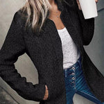 Margovil Stand Notch Collar Open Front Slim Fit Jacket