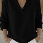 Women's Casual Solid Color V-neck Sweater Top