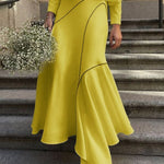 High-Low Loose Asymmetric Printed Split-Joint Skirts Bottoms