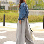 Loose Urban Gray Wide Leg Elastic Waist Pants