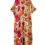 Batwing Sleeves Half Sleeves Contrast Color Polka-Dot V-Neck Maxi Dresses