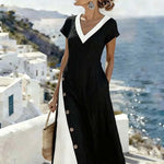 Women'S Casual Color-Block Patchwork Dress